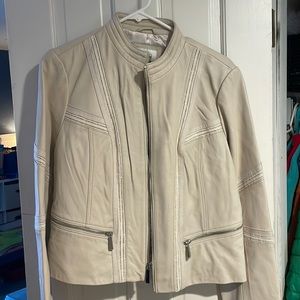 Cream leather Neiman Marcus Exclusive jacket, women’s L